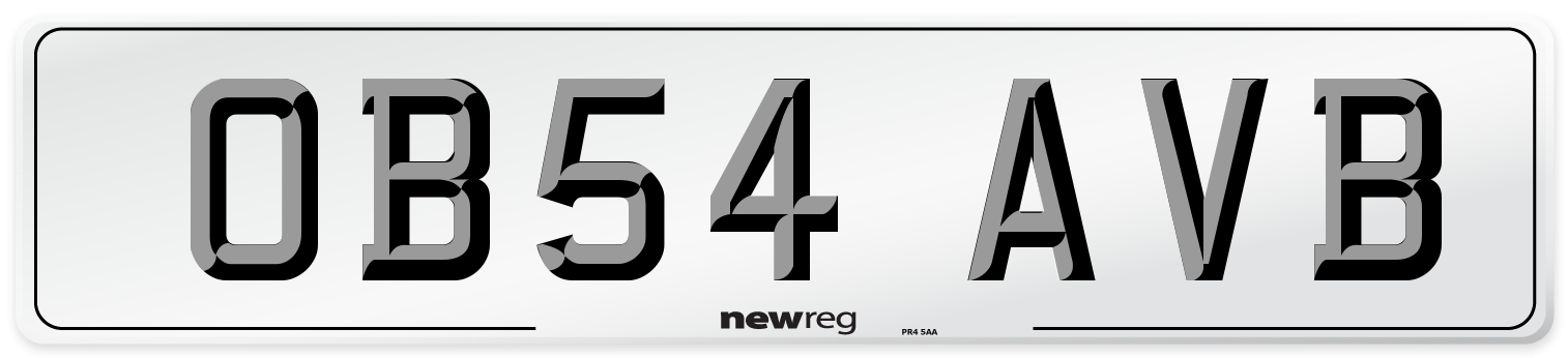 OB54 AVB Number Plate from New Reg